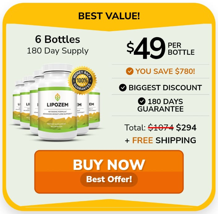 Lipozem special offer - Buy 6 bottles for the best weight loss results and savings.