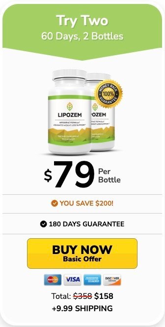 Lipozem 2-bottle offer - Save $200 on the best weight loss supplement with a 180-day guarantee.